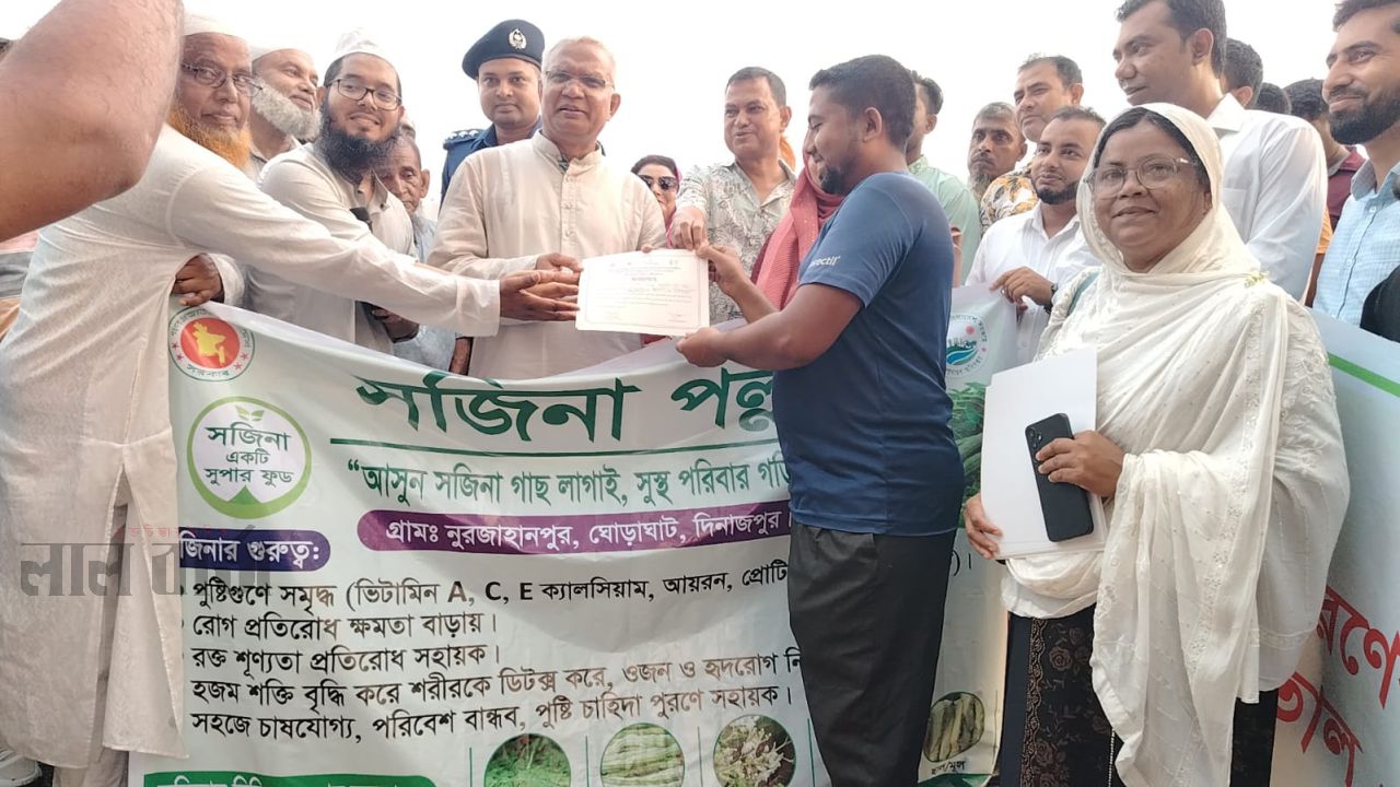 ঘোড়াঘাটে ধান কর্তন ও সজিনা চারা রোপণ কর্মসূচির উদ্বোধন করলেন সমাজকল্যাণমন্ত্রী।