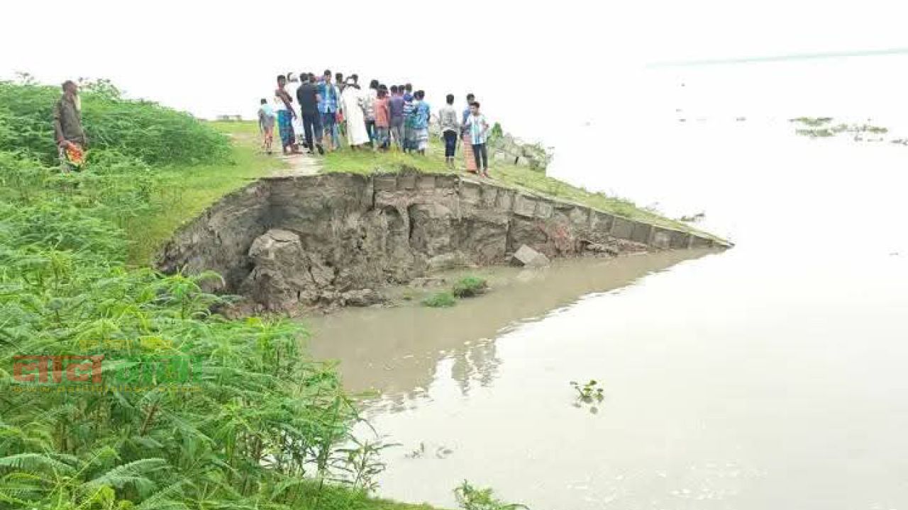 যমুনার ভাঙনে সিরাজগঞ্জের বাহুকা গ্রাম আতঙ্কিত: বাঁধের ৪০ মিটার ধস