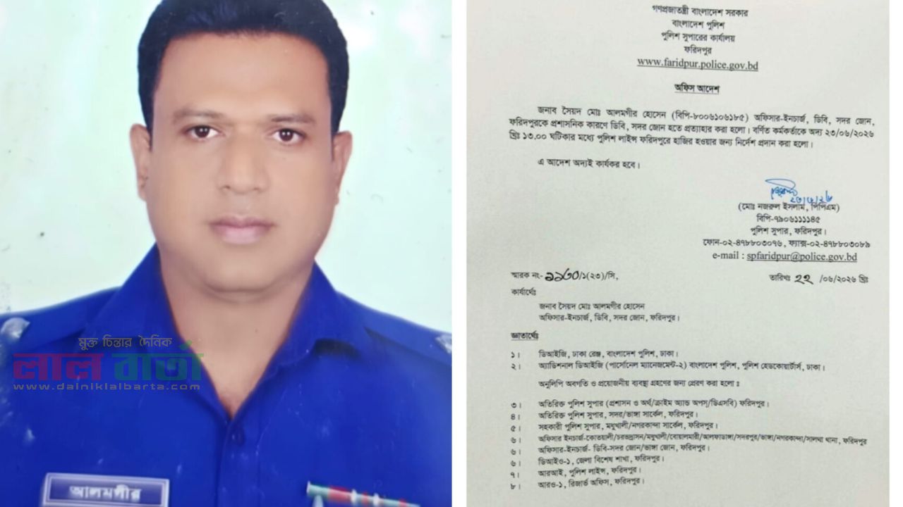 ডিবি হেফাজতে যুবকের মৃত্যু: ফরিদপুর ডিবি ওসি প্রত্যাহার
