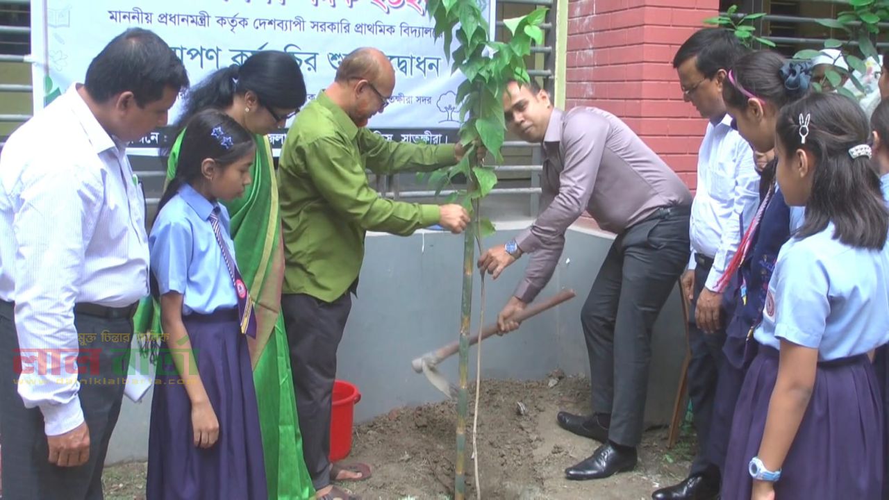 সাতক্ষীরায় বৃক্ষরোপণ: শিক্ষার্থীদের সঙ্গে পাঠদানে অতিরিক্ত জেলা প্রশাসক
