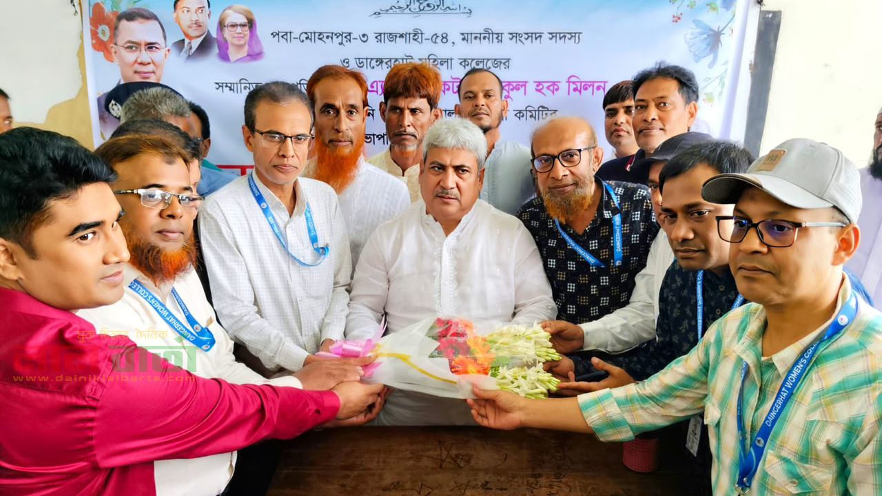 পবায় ফুলেল শুভেচ্ছায় সিক্ত এমপি মিলন, শিক্ষার মানোন্নয়নে জোর