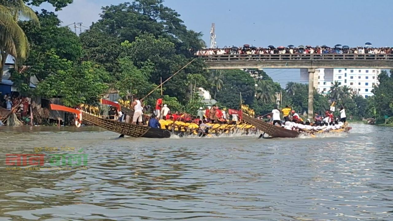 ভাঙায় ৯ বছর পর কুমার নদে শতবছরের ঐতিহ্যবাহী নৌকাবাইচ  উৎসব